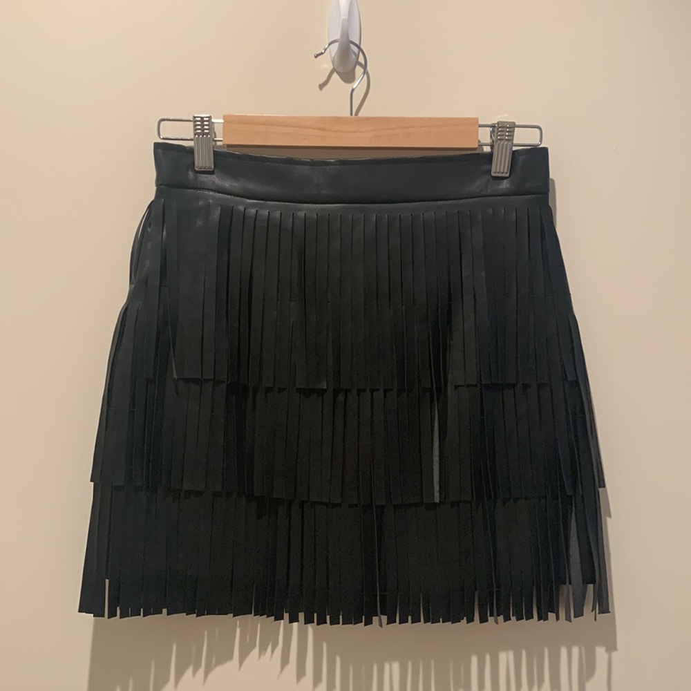 Fringe Black Mini Skirt - Picture 6 of 6